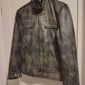 Men's Distressed Faux Leather Jacket